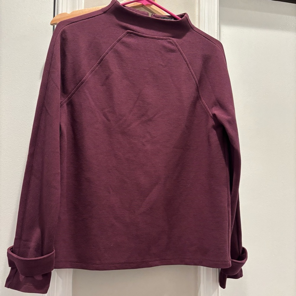 Ann Taylor Burgundy mockneck Long Sleeve Top XS